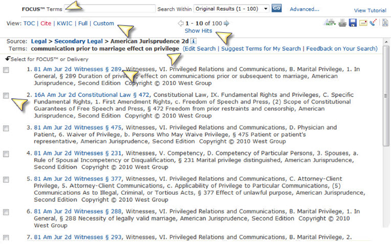 Lexis: The Results Page provides links to, and brief descriptions of, multiple Am. Jur. 2d Articles